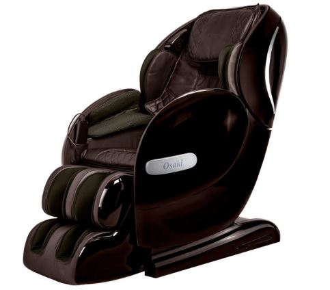 Osaki OS-MONARCH black leather massage chair with 3D, zero gravity, armrests, and footrests.
