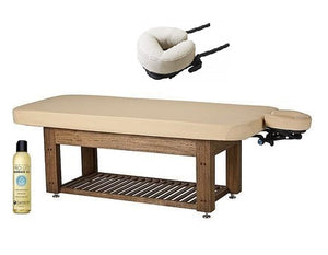 Living Earth Crafts NAPA LA MER  Spa and Salon Teak Base Hydraulic Lift Table