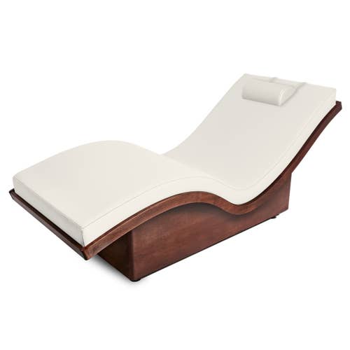Living Earth Crafts NuWave™ Lounger with white cushion and sustainable hardwood base.
