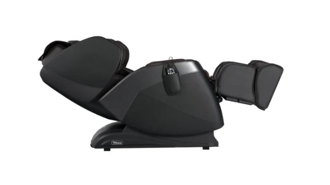 Titan OPTIMUS 3D Electric Massage Chair in black with SL-track and airbag system, side view.