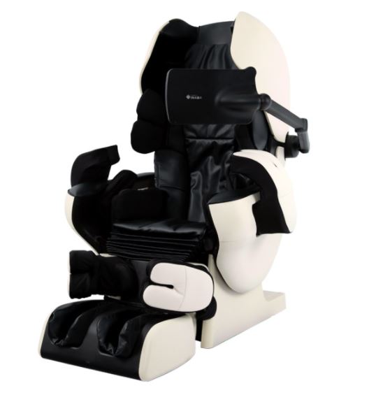 Osaki INADA AI ROBO electric massage chair in white and black with padded full body supports.