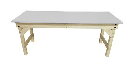 PHS Chiropractic COMBINATION Lab Treatment Table with light top and simple legs, front view.
