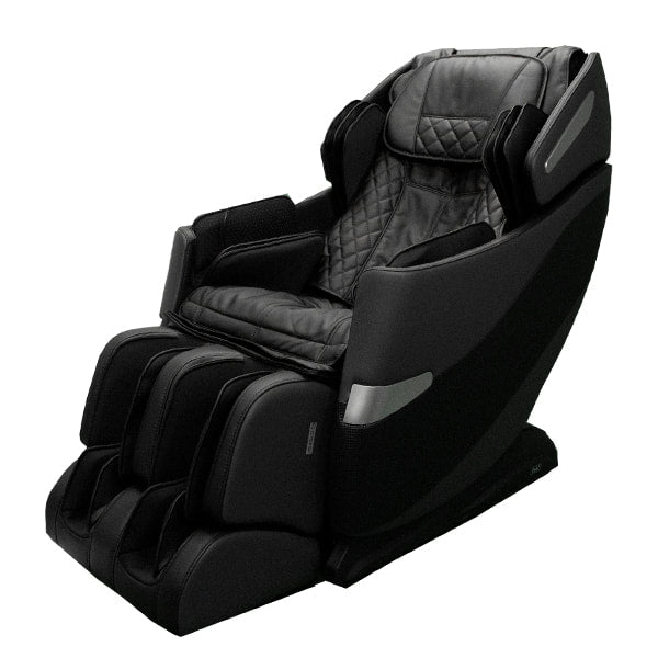 Osaki OS-Pro HONOR black leather massage chair with padded seat, armrests, and leg supports.