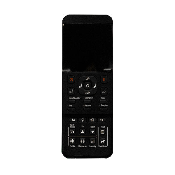 Black remote for Osaki OS-Pro HONOR Electric Massage Chair displayed on white background.