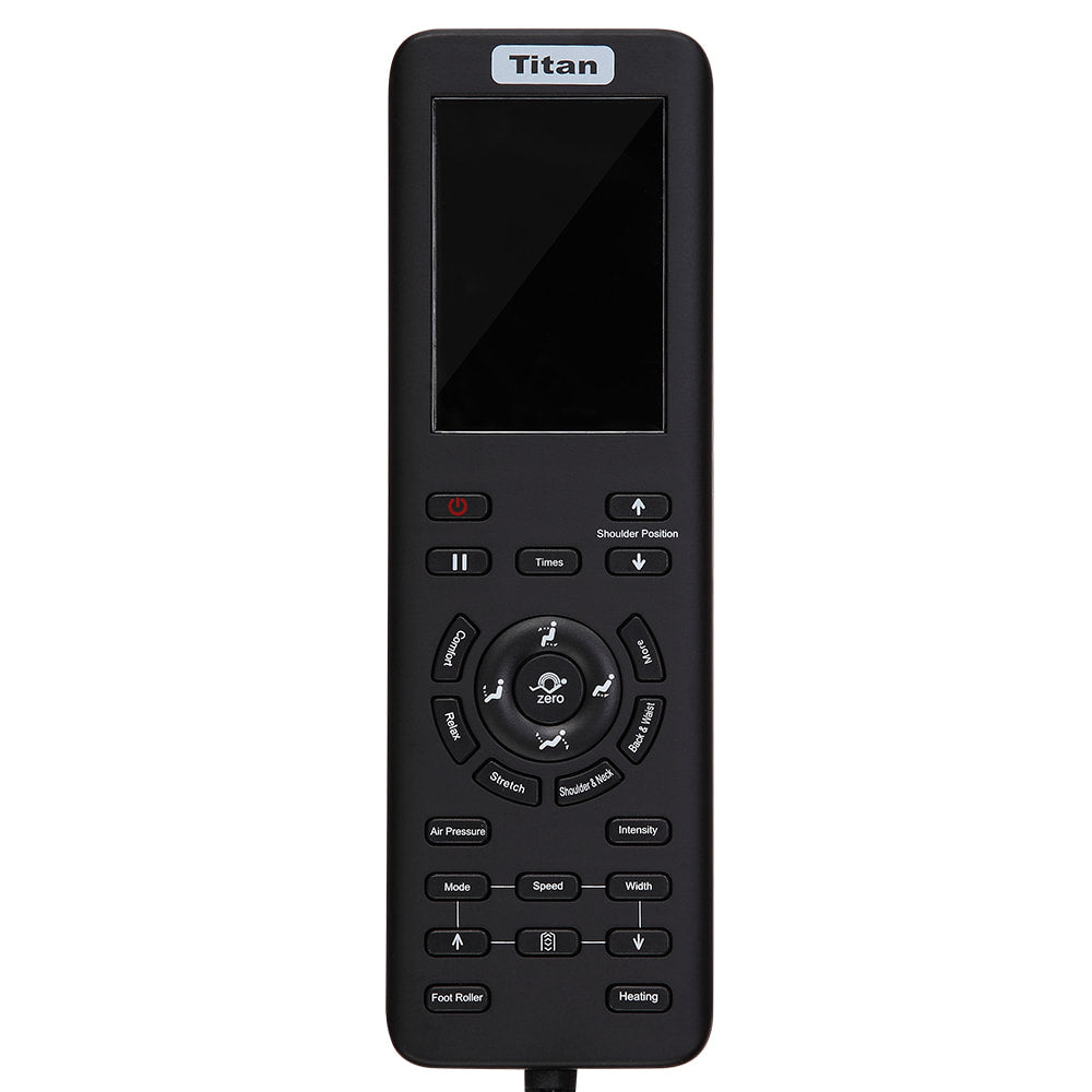 Titan TP-Cosmo remote with screen enables easy control of SL-track and chair functions.