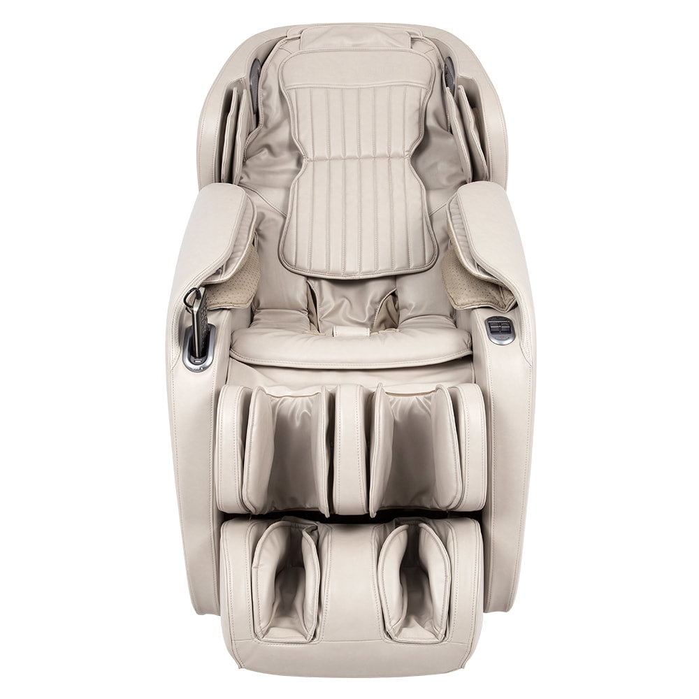 Titan TP-Cosmo Electric Massage Chair by Titan with SL-track, padded seat, and leg supports, top view.