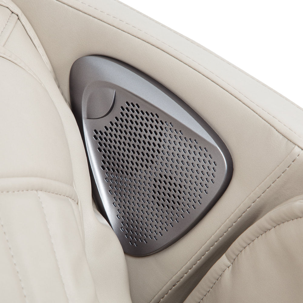 Close-up of Titan TP-Cosmo Massage Chair’s voice control in light beige leather upholstery.