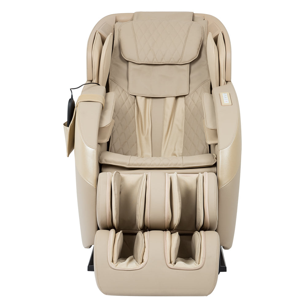 Ador AD-Infinix Electric Massage Chair in beige, 2D SL-track, seat, arms & footrests, front view.