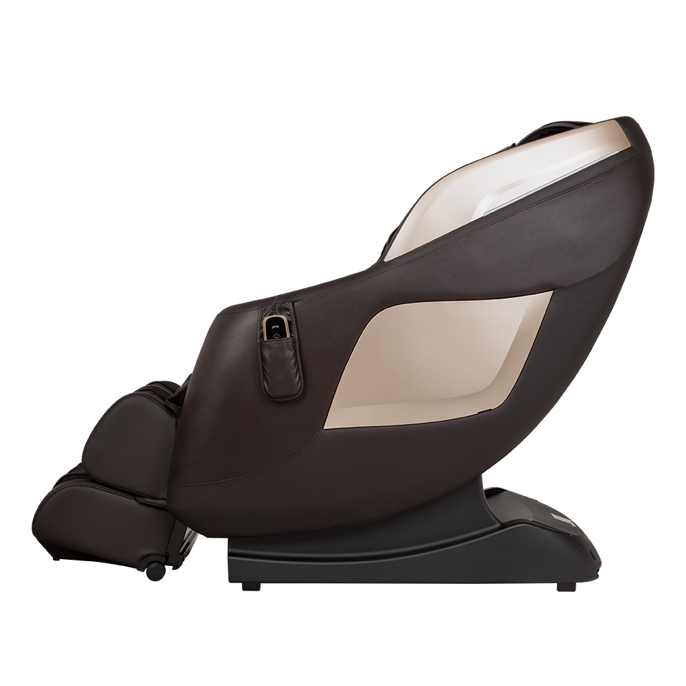 Side view of Osaki Pro 3D SIGMA Massage Chair in black and beige with zero gravity recline.