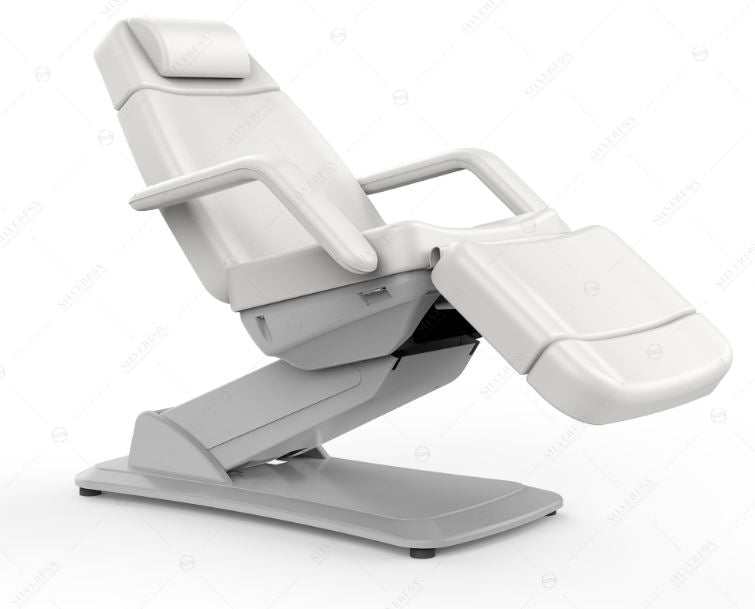 Silverfox America 2221D Electric Massage Chair with armrests and leg support, white.