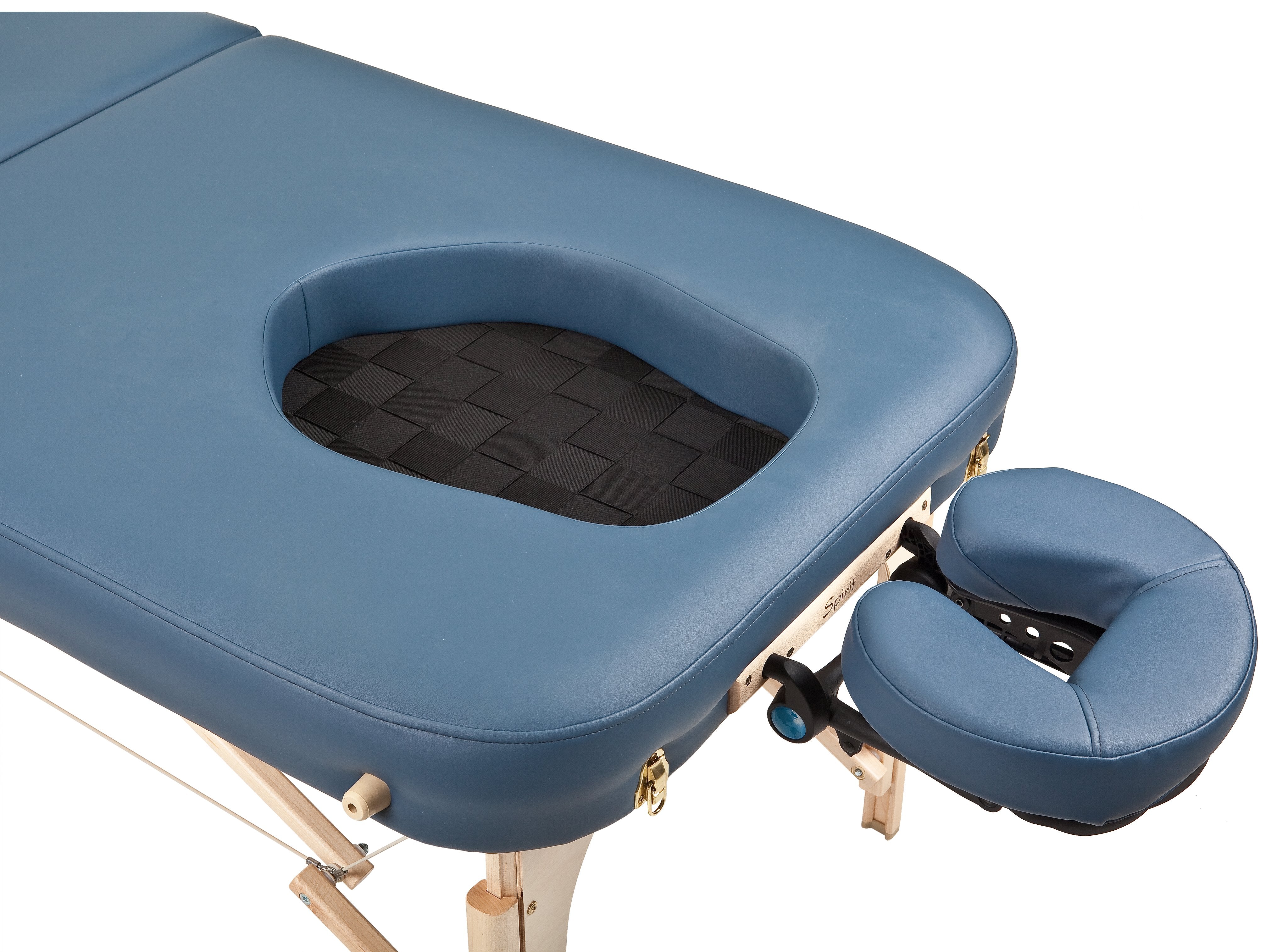 EarthLite SPIRIT PREGNANCY Massage Table with face cradle and central cutout for comfort.