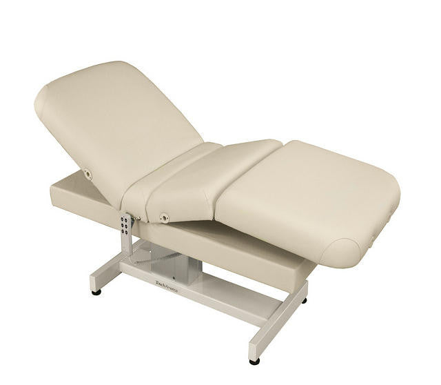 TouchAmerica Venetian Powertilt table: metal frame, beige cushion, ideal for salon treatments.