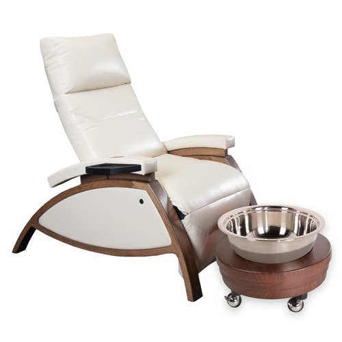 Living Earth Crafts ZG Dream™ Lounger Pedicure Package with silver bowl and wheeled pedi roll up.